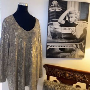 Alfred Dunner metallic gold long sleeved blouse